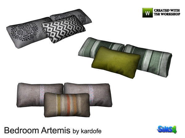 Sims 4 — kardofe_Bedroom Artemis_Cushions by kardofe — Set of three cushions to place on the bed, no need to trick, in