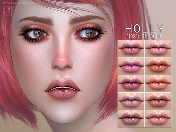 Sims 4 — [ Holly ] - Glossy Lip Colour... by Screaming_Mustard — A new dolly lip in 10 shades. For females, child +. With