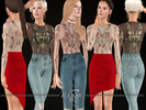 Sims 3 — Jenna Mesh Top (V2) by winnie017 — sheer top with floral applications all lod's recolorable