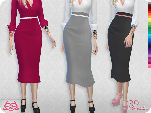 Sims 4 — High-Waisted Pencil Skirt (original mesh) by Colores_Urbanos — 30 recolors solido new meshes made by me -Need