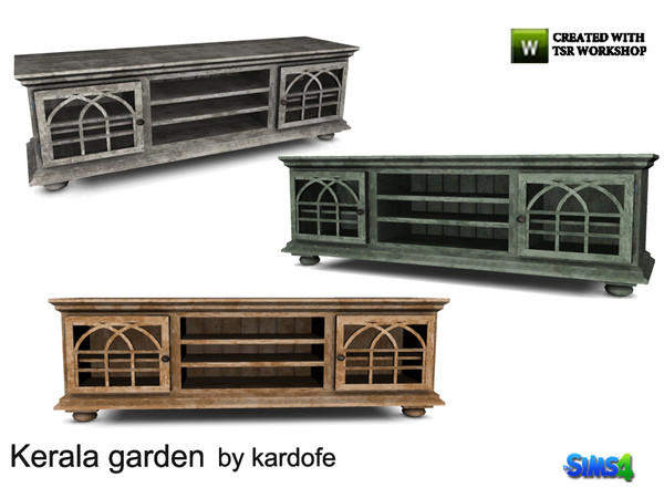 Sims 4 — kardofe_Kerala garden_Sideboard by kardofe — Pickled wood trimmer in three color options 