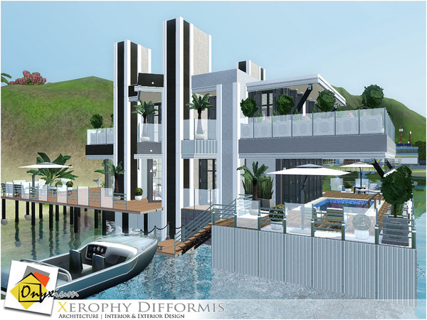 Sims 3 — Xerophy Difformis by Onyxium — On the first floor: Living Room | Dining Room | Kitchen | Bathroom | Boat Marina