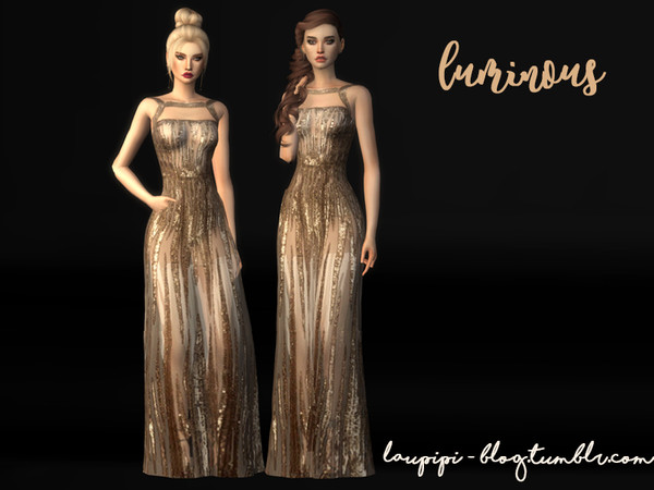 Sims 4 — Luminous by laupipi2 — New embellished dress with some transparencies and open back Mesh credits to Sims2fanbg