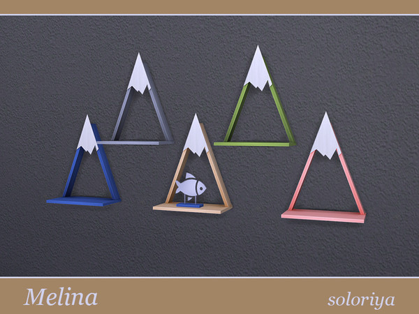 Sims 4 — Melina Shelf Mountain by soloriya — Functional shelf with three slots for small decorative items. 4 color