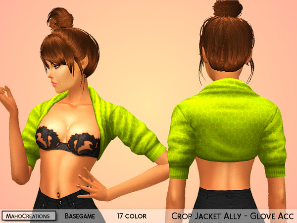 Sims 4 — Ally Crop Jacket - Accessory by MahoCreations — - basegame - to find in gloves - maybe works not with all tops -