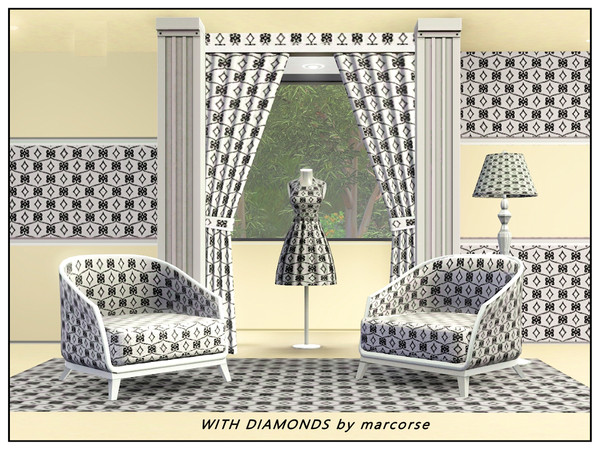 Sims 3 — With Diamonds_marcorse by marcorse — Fabric pattern: horizontal abstract pattern with diamonds alternating