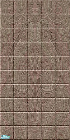 Sims 2 — 4 - 11 Free - Panel by Lorah — Brown and burgandy paisley, mint with pink roses, cream and tan palms.