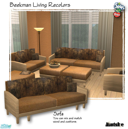 Sims 2 — Beekman Sofa Leather by Mutske — Recolor in leather. You need to have the meshes to use these in game. You can