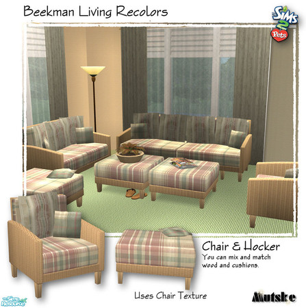 Sims 2 — Beekman Chair Wicker by Mutske — Recolor in wicker. You need to have the meshes to use these in game. You can
