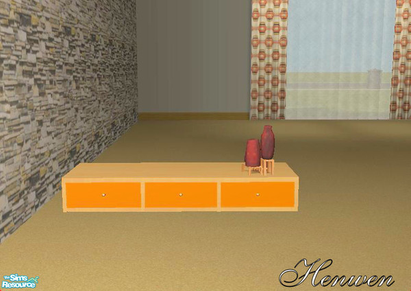 Sims 2 — SA Coffee Table Beige Set by Henwen — Sunairs coffee table *MESH* in a blond wood and popular 1950's orange