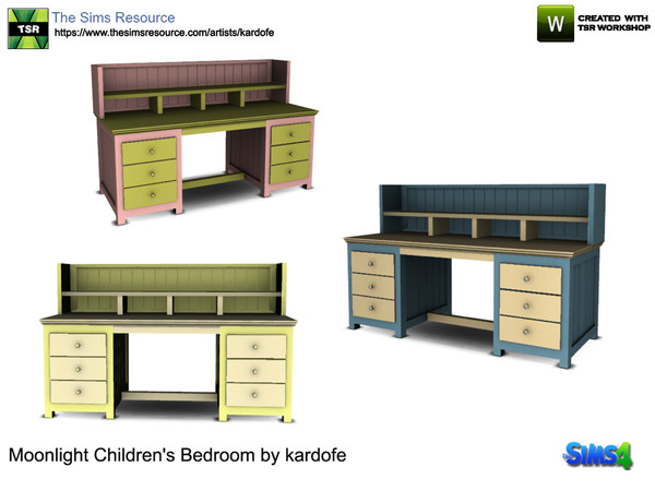 Sims 4 — kardofe_Moonlight Children's Bedroom_Desk by kardofe — Desk table with a small shelf at the top, ideal for