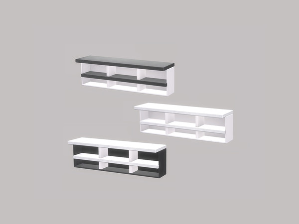 Sims 4 — Gourmet Kitchen (Black and White Version) - Wall Shelf by ung999 — Gourmet Kitchen (Black and White Version) -