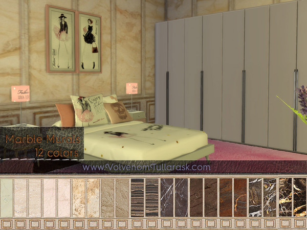 Sims 4 — Wentworth Stone Murals 1:3 by Volvenom — Here is 12 marble/travertine walls for your palace, please enjoy :)