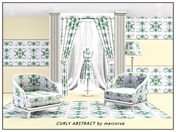 Sims 3 — Curly Abstract_marcorse by marcorse — Abstract pattern: abstract motif with curled edges in blue and green on