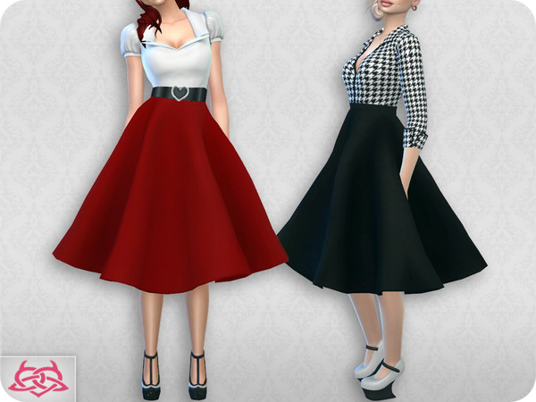 Sims 4 — Vintage Basic skirt 2 (original mesh) by Colores_Urbanos — 30 colors solido New mesh made by me - Your game