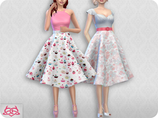 Sims 4 — Vintage Basic skirt 2 RECOLOR 4 (Needs mesh) by Colores_Urbanos — 5 colors kawaii Need mesh, look at recommended