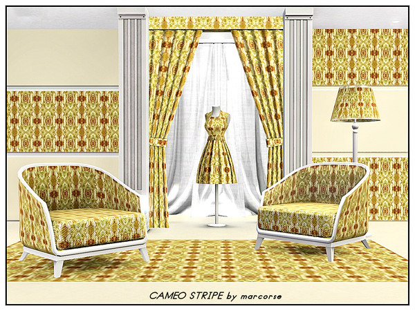 Sims 3 — Cameo Stripe_marcorse by marcorse — Abstract pattern: Cameo shapes and style elements in a vertical stripe