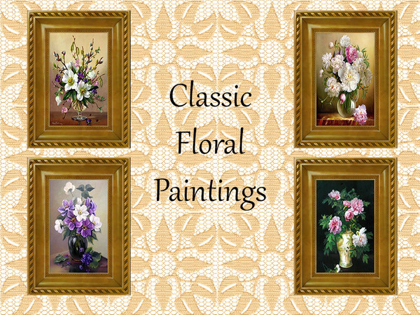Sims 4 — Classic Floral Paintings by Rosannep — Base game painting recolor