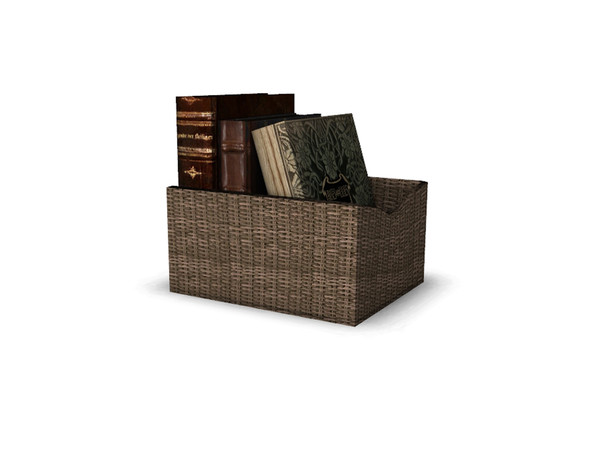 Sims 4 — Neutral Entry Basket by Angela — Neutral Entry Basket, Wicker basket with vintage books