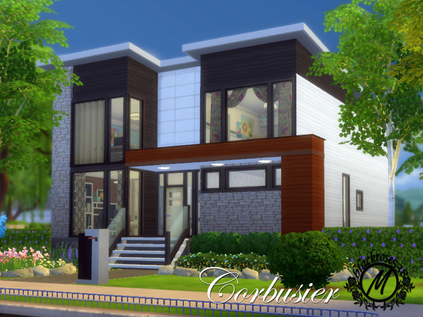 Sims 4 — Corbusier by blackrose538 — This is a lovely modern family home with four bedrooms upstairs, two ensuite