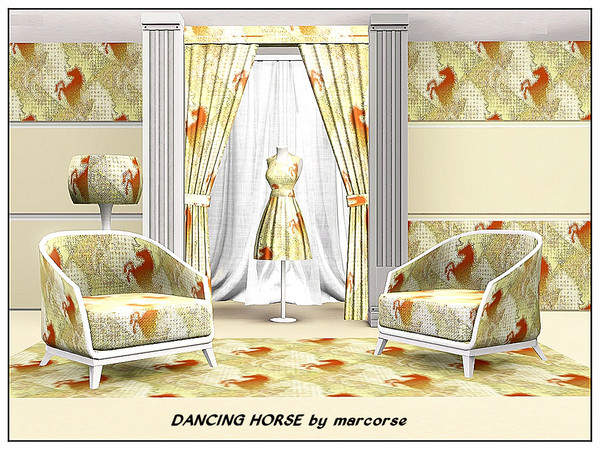 Sims 3 — Dancing Horse_marcorse by marcorse — themed pattern: rearing horse and it's shadow in a stylised design in