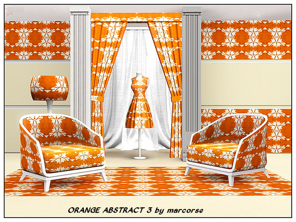 Sims 3 — Orange Abstract 3_marcorse by marcorse — Abstract pattern: abstract floral design in orange and white