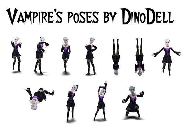 Sims 4 — Vampires poses by DinoDell — Vampire's poses for spooky photosession and scary scenes. - 11 poses - preferably