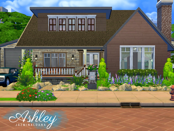 Sims 4 — Ashley (No CC!) by jazminaldana — A cozy family home that has 3 bedrooms, 2 bathrooms, living room/study,