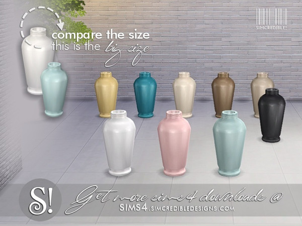 Sims 4 — Dual channel vase large by SIMcredible! — by SIMcredibledesigns.com available at TSR 9 colors variations