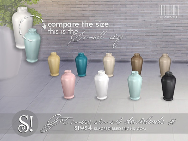 Sims 4 — Dual channel vase small by SIMcredible! — by SIMcredibledesigns.com available at TSR 9 colors variations