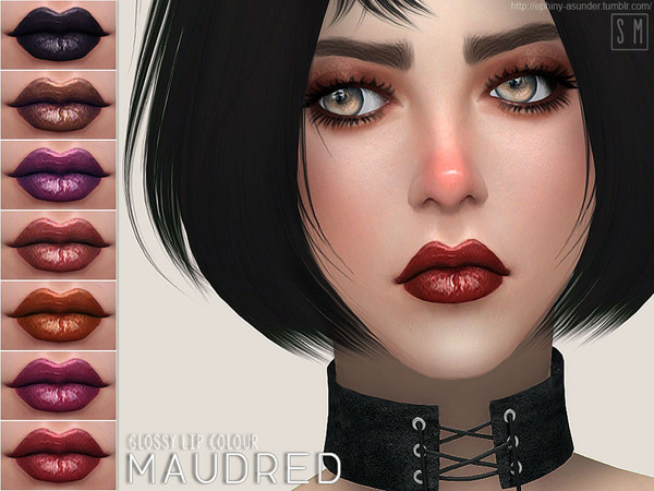 Sims 4 — [ Maudred ] - Glossy Lip Colour by Screaming_Mustard — A set of gothic dark glossy lip colours. For females,
