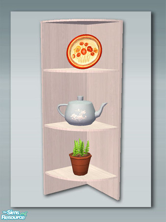 Sims 2 — White - Corner Wall Shelf by Shakeshaft — Part of a recolour set of my rustic kitchen, with a white wood finish