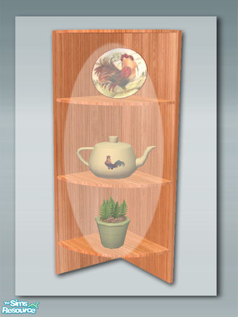 Sims 2 — Pine - Corner Wall Deco 02 by Shakeshaft — Part of a recolour set of my rustic kitchen in Pine with green check
