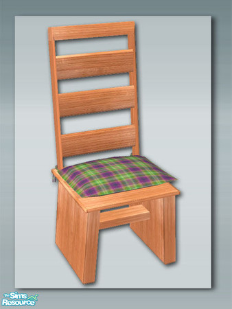 Sims 2 — Pine - Chair by Shakeshaft — Part of a recolour set of my rustic kitchen in Pine with green check fabric,