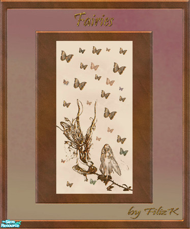 Sims 2 — Fairies Wall Set - Wall 1 by filizk — Works great on the walls of kids rooms. Just mix and match them and let