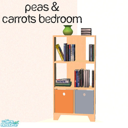 Sims 2 — Peas and Carrots - Bookcase by agaliha5 — This bedroom is a recolor of NoFrills' Little Thinker Set. The rug