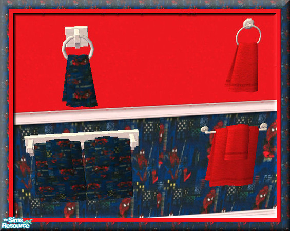 Sims 2 — LBR, Part 2 Towels by TKayO — One Spiderman and one red towel to match the Little Boys Rooms set, Part 2 by