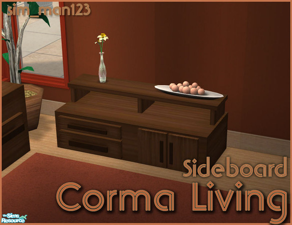 Sims 2 — Corma Living Room - Sideboard by sim_man123 — Corma sideboard mesh. Has 2 extra slots on the top shelf