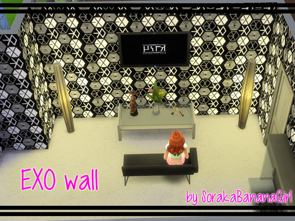 Sims 4 — EXO wall pattern by SorakaBananaGirl — EXO wall logo pattern *Credit goes to skeletonvenus*