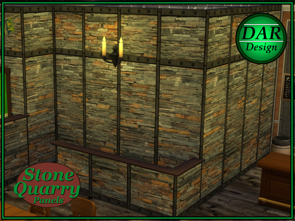Sims 4 — Stone Quarry Panels by Alan_In_Lowell — Four tiled panels of rustic, stacked stone work as a mural to avoid