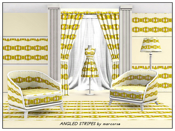Sims 3 — Angled Stripes_marcorse by marcorse — Abstract pattern: abstract design of angled bands in purple and yellow