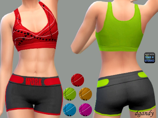 Sims 4 — WORK Athletic Short Set by Dgandy — Athletic shorts and top. If you have to work out, you may as well look good.