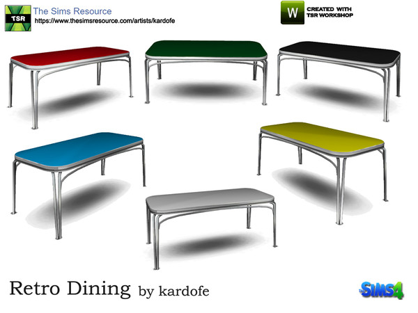 Sims 4 — kardofe_Retro Dining_DiningTable by kardofe — Retro inspiration table, in six options of cheerful colors 