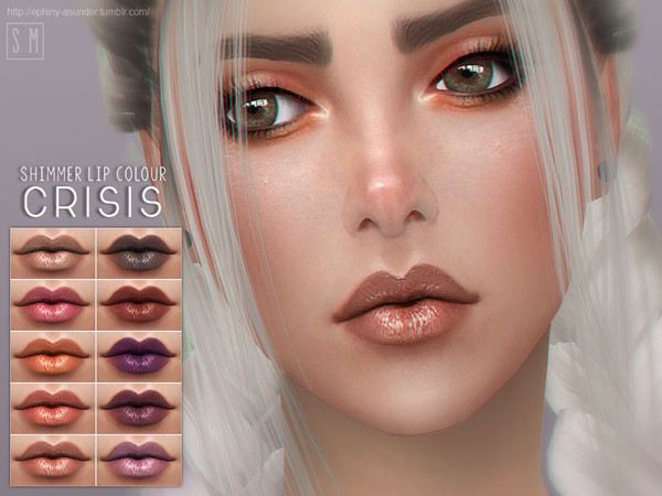Sims 4 — [ Crisis ] - Shimmer Lip Colour by Screaming_Mustard — A new set of simple shimmery lip colours. For females,