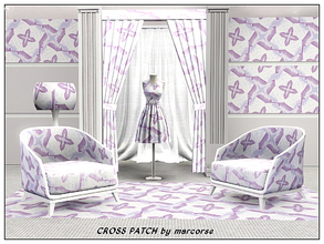Sims 3 — Cross Patch_marcorse by marcorse — Fabric pattern: floral cross in a patched design in soft blues