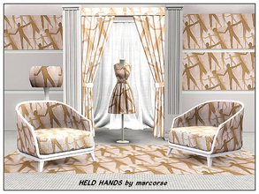 Sims 3 — Held Hands_marcorse by marcorse — Themed pattern: male figure paper cutout chains in brown tones