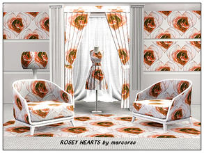 Sims 3 — Rosey Hearts_marcorse by marcorse — Fabric pattern - red roses in the centre of hearts shapes on white ground.