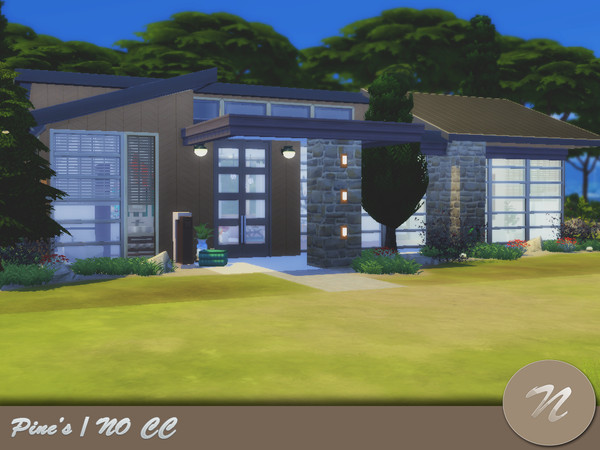Sims 4 — Pine's by nie-ves — A modern beach house, with plenty of open space. It has: -2 bedrooms -2 bathrooms -kitchen