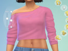 Sims 4 — Pink Flirty Girl Top - Parenthood needed by ScorchedPoet2 — A light pink sweater, Off shoulder and short.