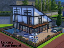 Sims 4 — Luxury Apartment NO CC by godkamia — A luxury apartment with two floors and basement. Living area, dining and
